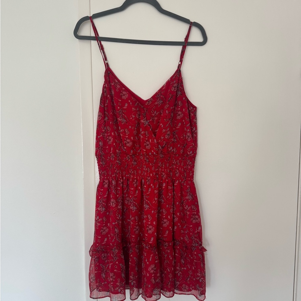 Lush Red Floral Mini Dress